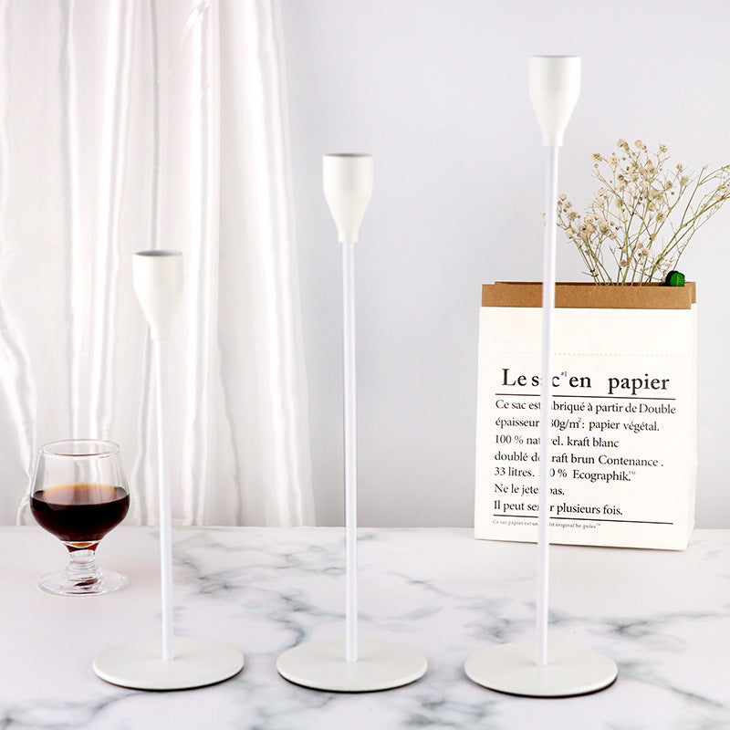 Minimalist Metal Candle Holder Set - 3-Piece Romantic Candle Cup Set for Living Room Decor, Elegant Dinner Table Accent