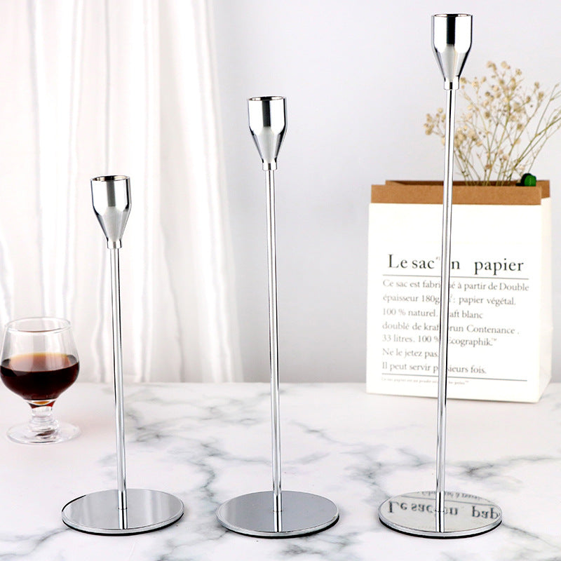 Minimalist Metal Candle Holder Set - 3-Piece Romantic Candle Cup Set for Living Room Decor, Elegant Dinner Table Accent
