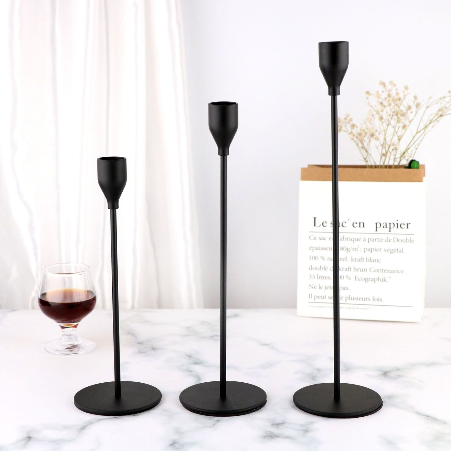 Minimalist Metal Candle Holder Set - 3-Piece Romantic Candle Cup Set for Living Room Decor, Elegant Dinner Table Accent