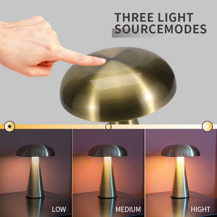 Modern Mushroom Table Lamp - Minimalist Metal Design for Home and Office