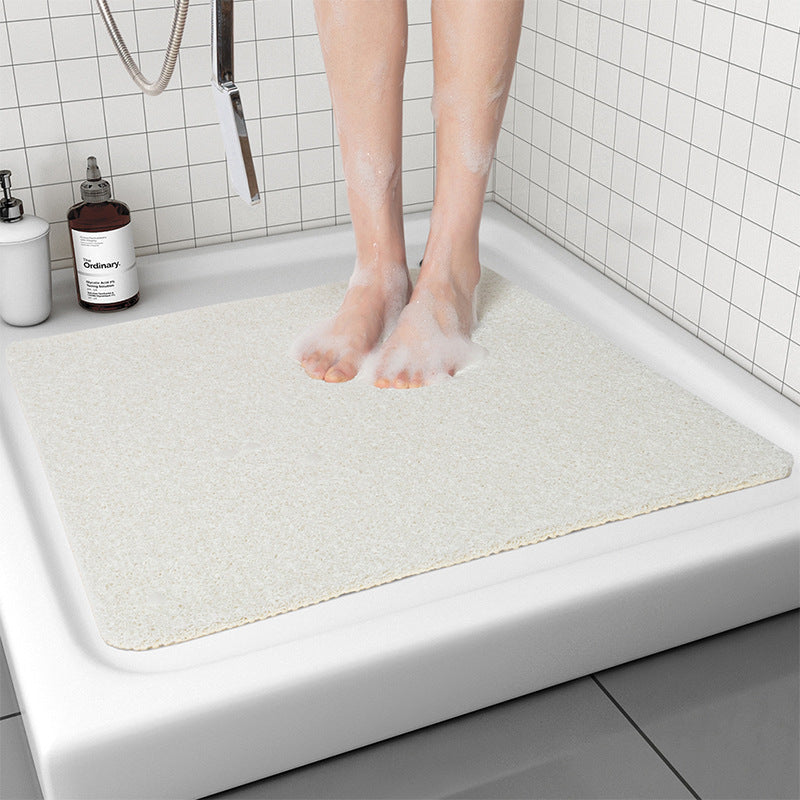 White Non-Slip Loofah-Style Bathroom Mat - Quick-Dry and Soft
