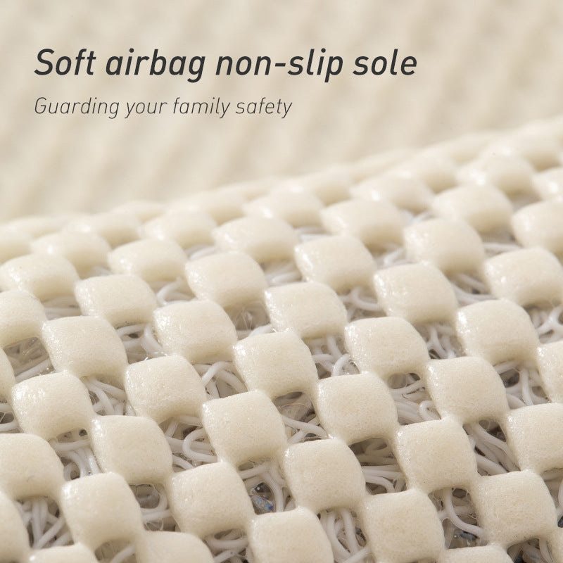 White Non-Slip Loofah-Style Bathroom Mat - Quick-Dry and Soft