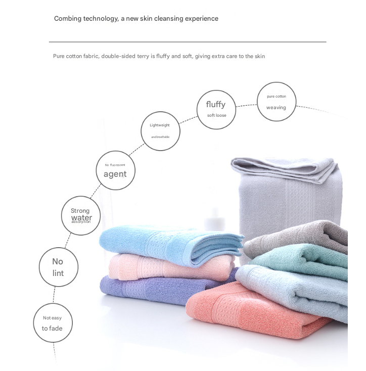 Luxury 6-Piece 100% Cotton Towel Set - 2 Bath Towels, 2 Hand Towels, 2 Face Towels