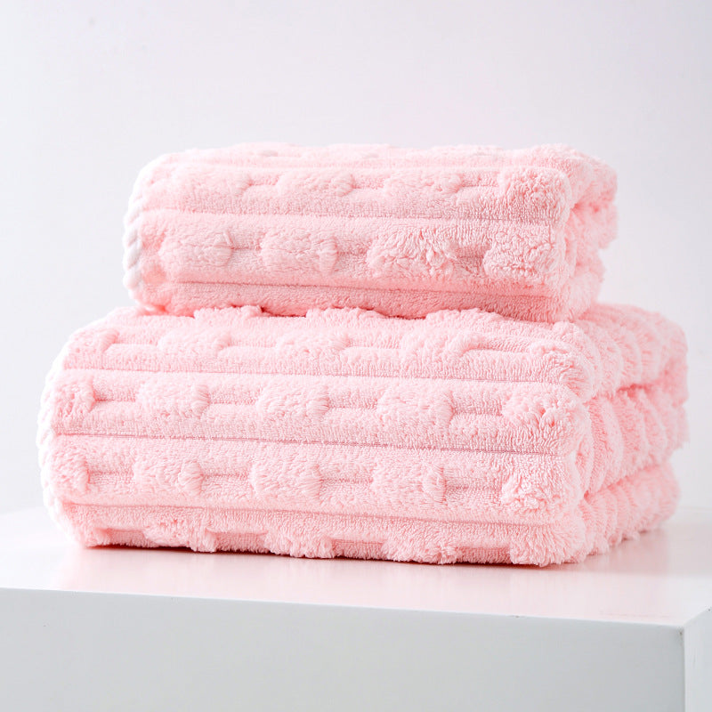 Thickened Coral Fleece Towel Set, Large Bath Towel & Face Towel Combo, Soft & Absorbent Towels for Home Use