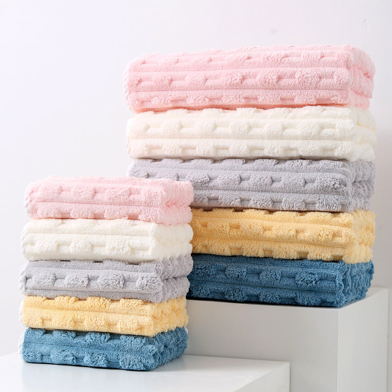Thickened Coral Fleece Towel Set, Large Bath Towel & Face Towel Combo, Soft & Absorbent Towels for Home Use