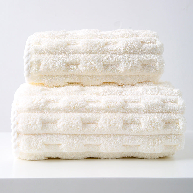 Thickened Coral Fleece Towel Set, Large Bath Towel & Face Towel Combo, Soft & Absorbent Towels for Home Use