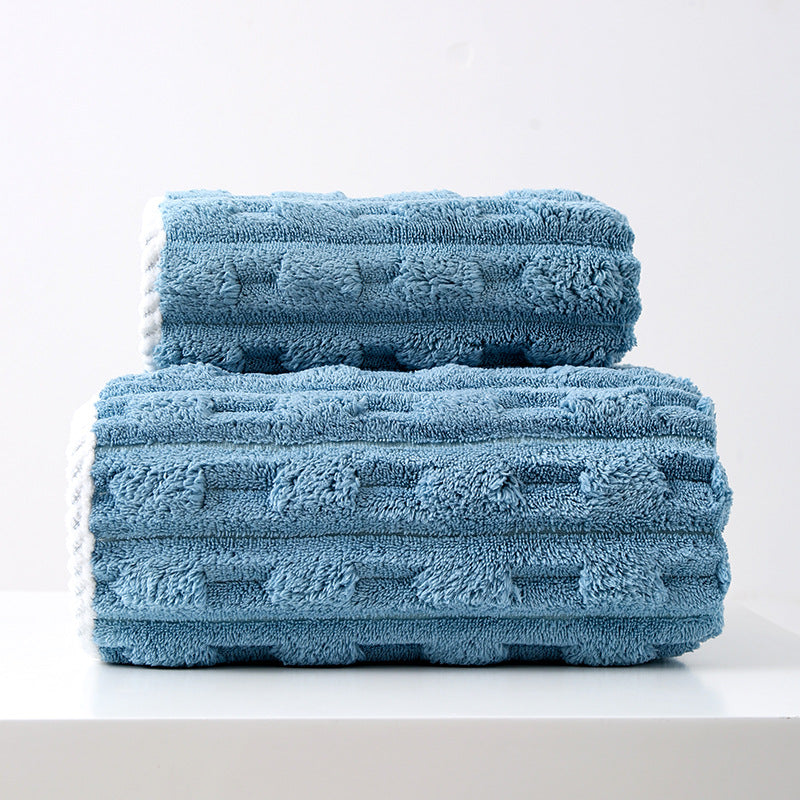 Thickened Coral Fleece Towel Set, Large Bath Towel & Face Towel Combo, Soft & Absorbent Towels for Home Use