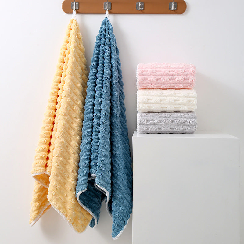 Thickened Coral Fleece Towel Set, Large Bath Towel & Face Towel Combo, Soft & Absorbent Towels for Home Use