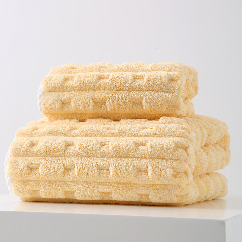 Thickened Coral Fleece Towel Set, Large Bath Towel & Face Towel Combo, Soft & Absorbent Towels for Home Use