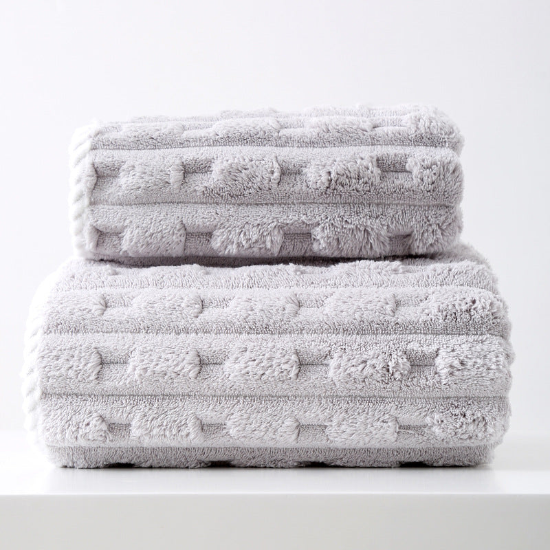 Thickened Coral Fleece Towel Set, Large Bath Towel & Face Towel Combo, Soft & Absorbent Towels for Home Use