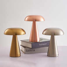 Metal Mushroom Table Lamp - Rechargeable Touch Control Ambient Light with Remote