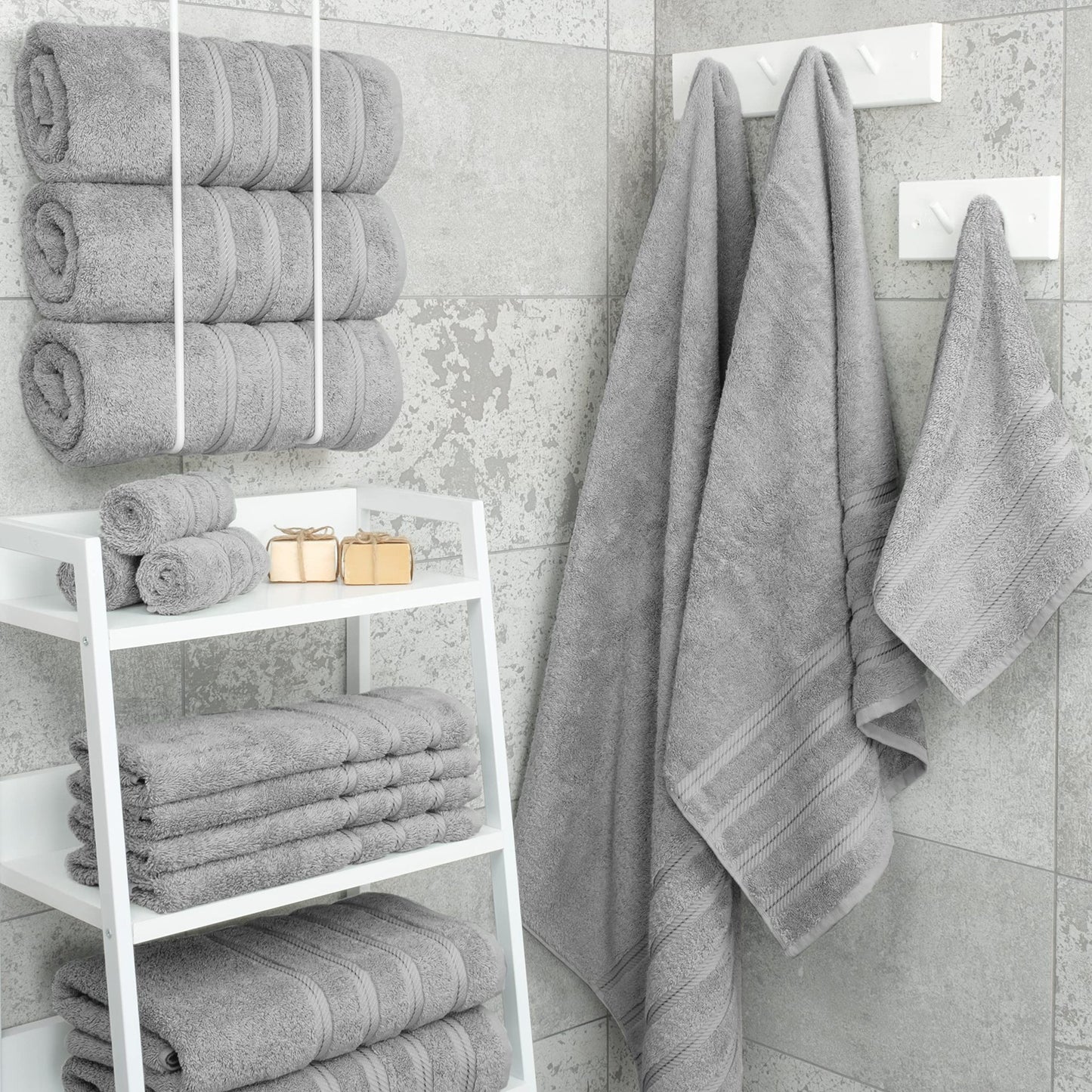Dark Blue Luxury 6-Piece Combed Cotton Towel Bale Set - Ultra Soft & Absorbent Bath, Hand, Face Towels