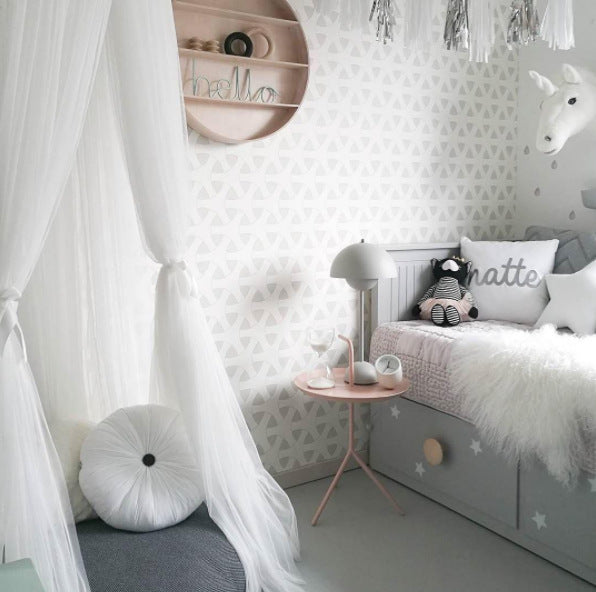 Nordic 7-Layer Tulle Bed Canopy – Extra Long, Pink, 300cm Height