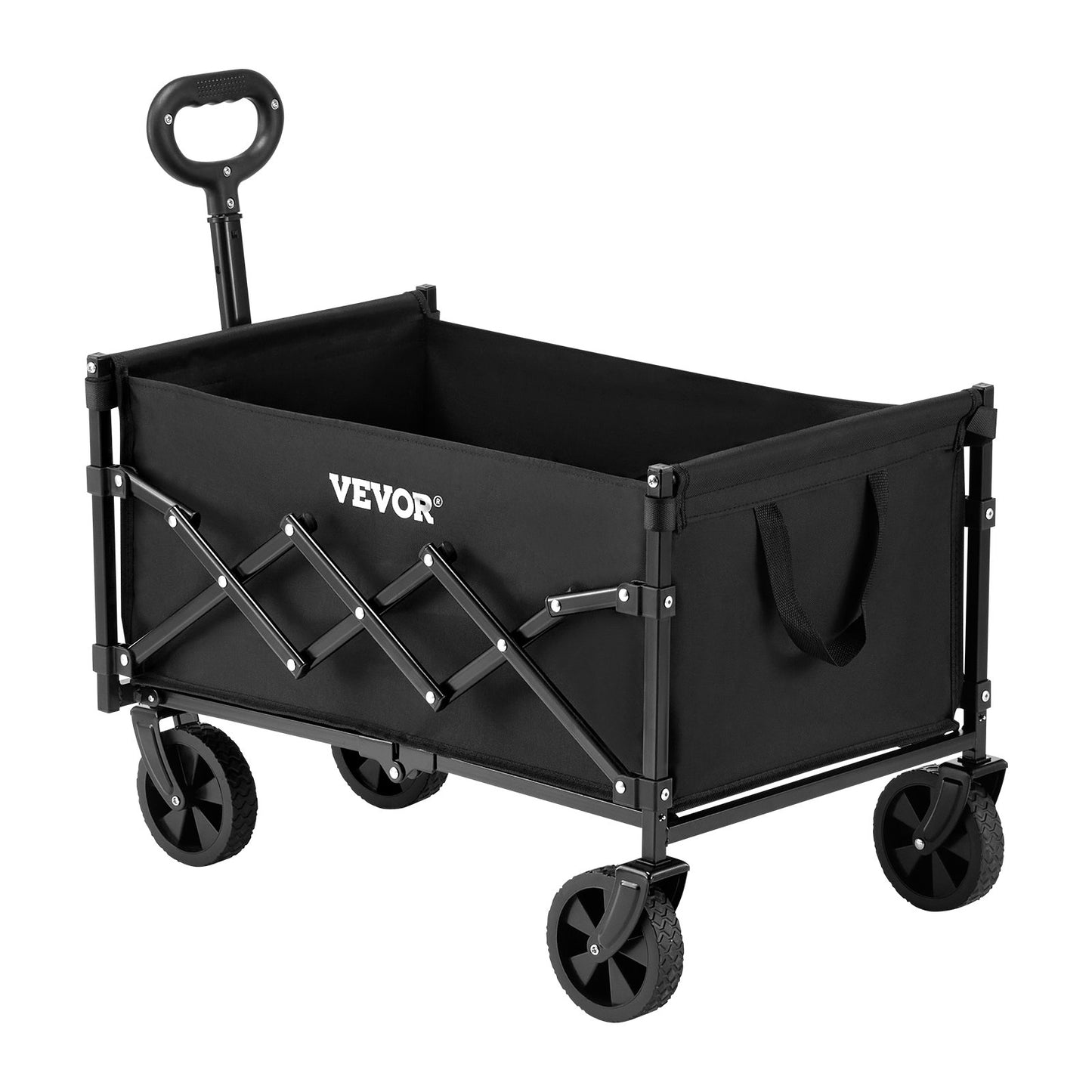 Collapsible Wagon – Heavy Duty 225 lbs, 120L, All-Terrain Wheels, Black