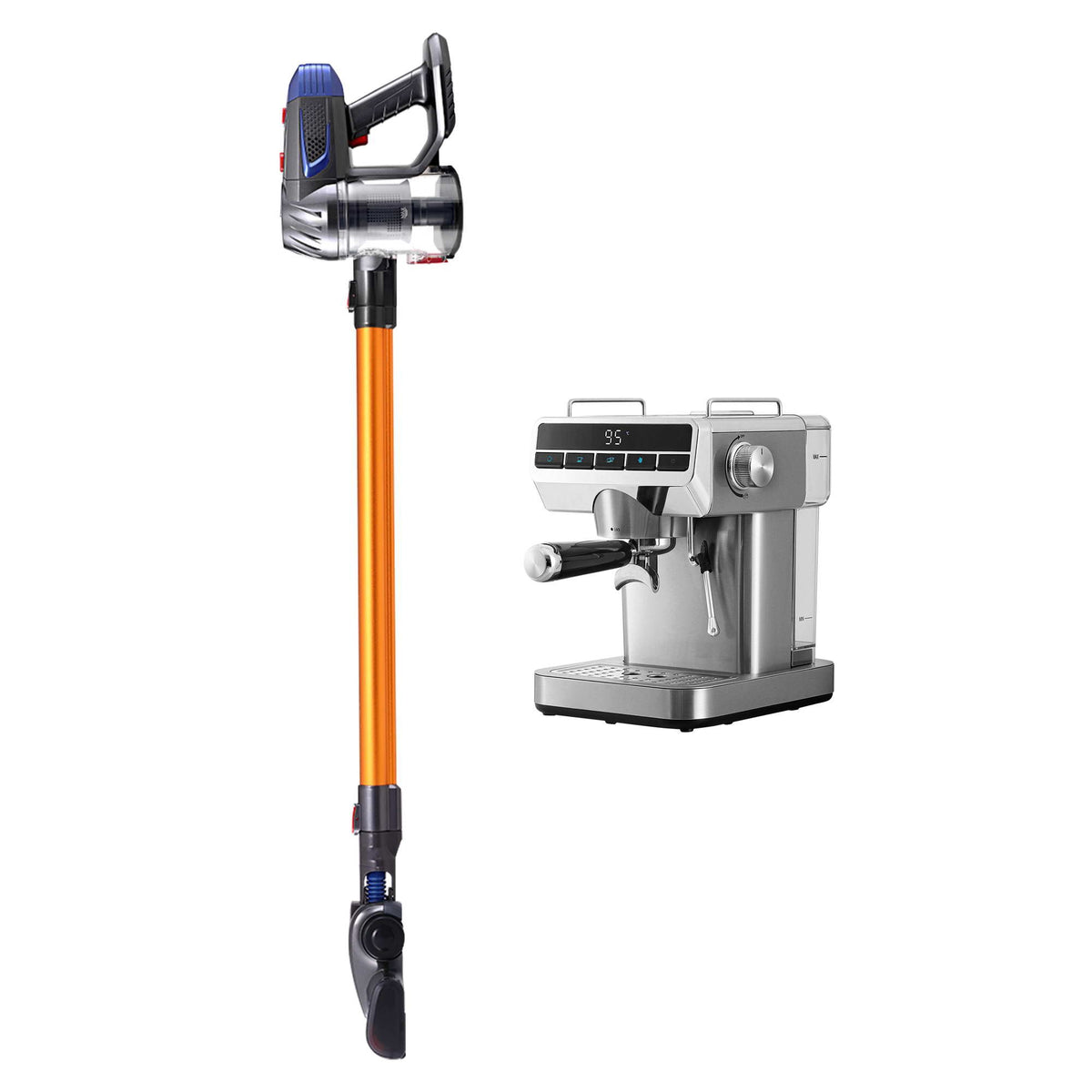Devanti K7 Gold Cordless Stick Vacuum & Espresso Machine Bundle – LED Display