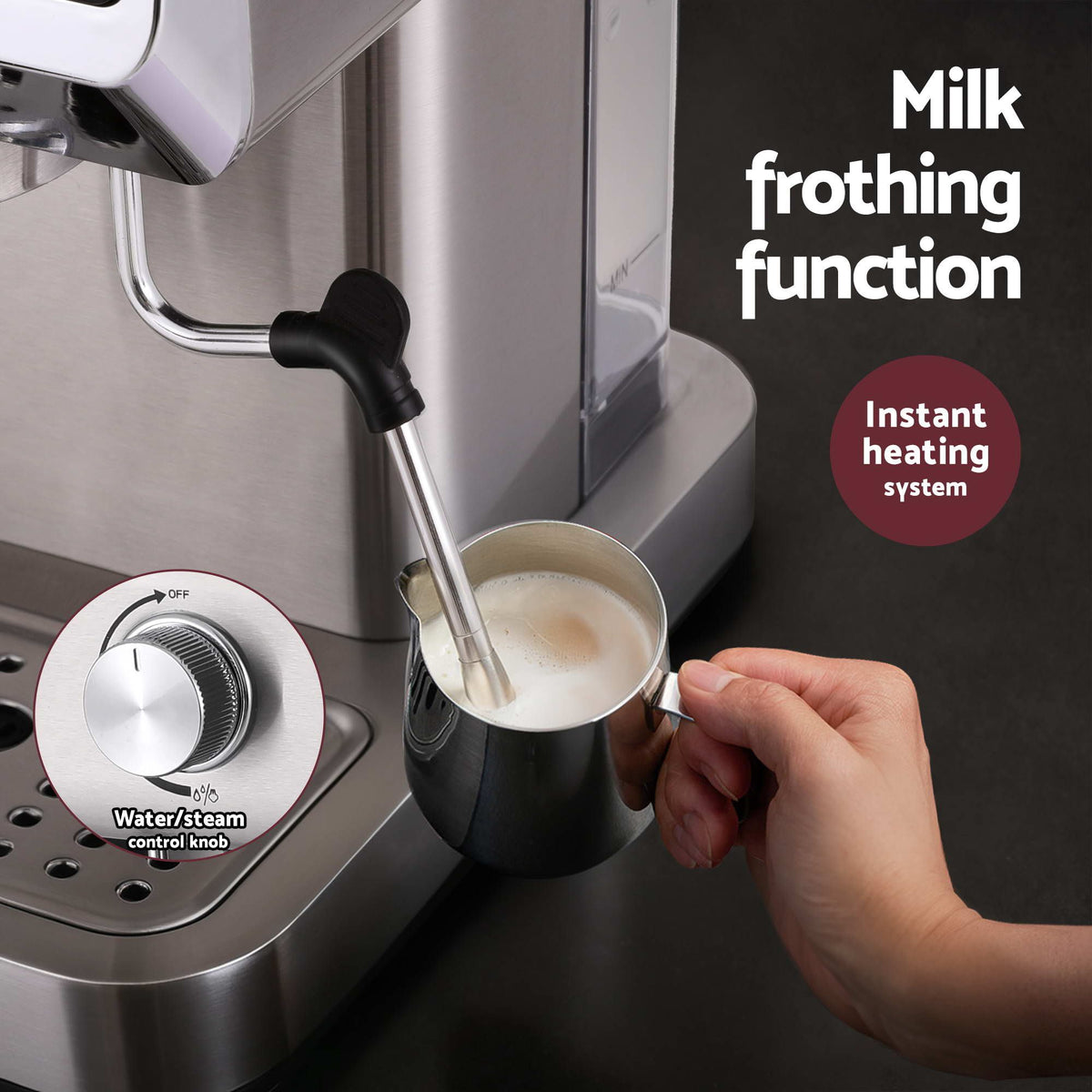 Devanti K7 Gold Cordless Stick Vacuum & Espresso Machine Bundle – LED Display