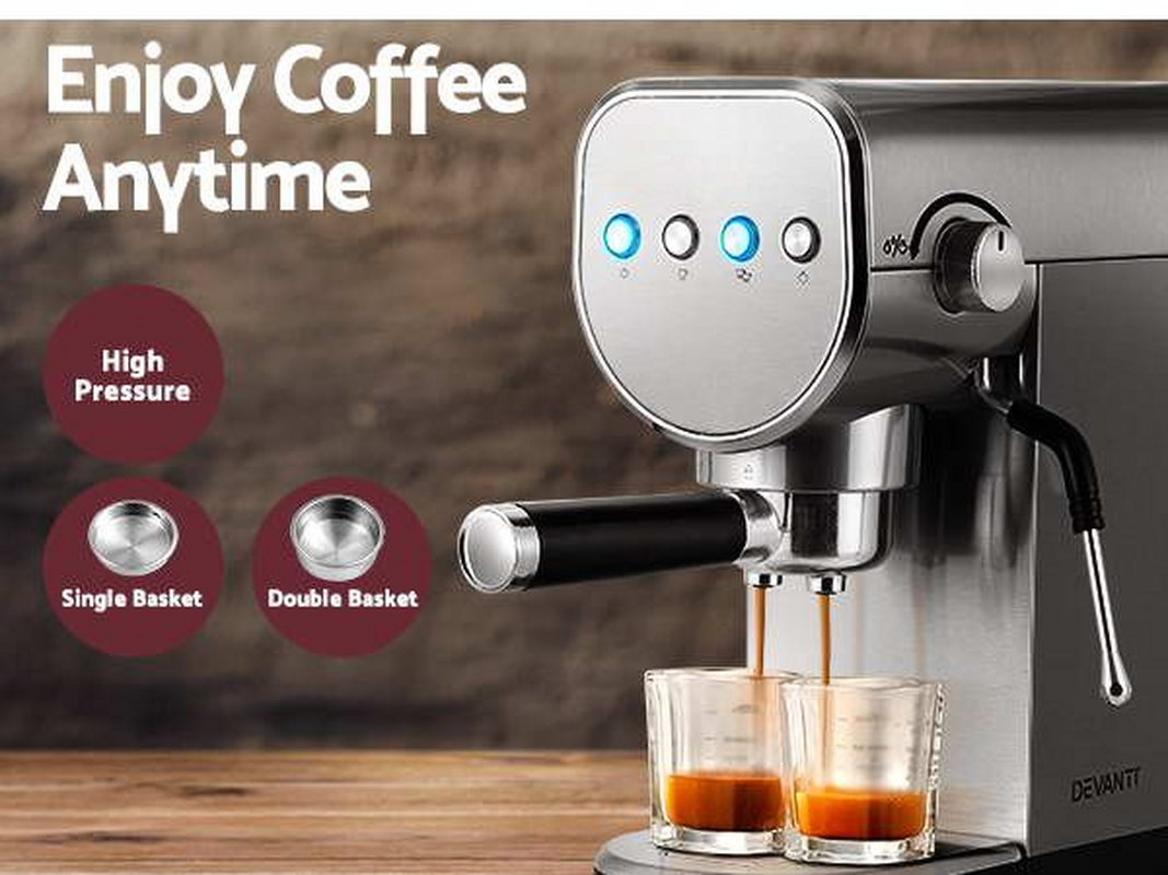 Devanti K7 Red Cordless Stick Vacuum & Espresso Machine Bundle – Button Controls