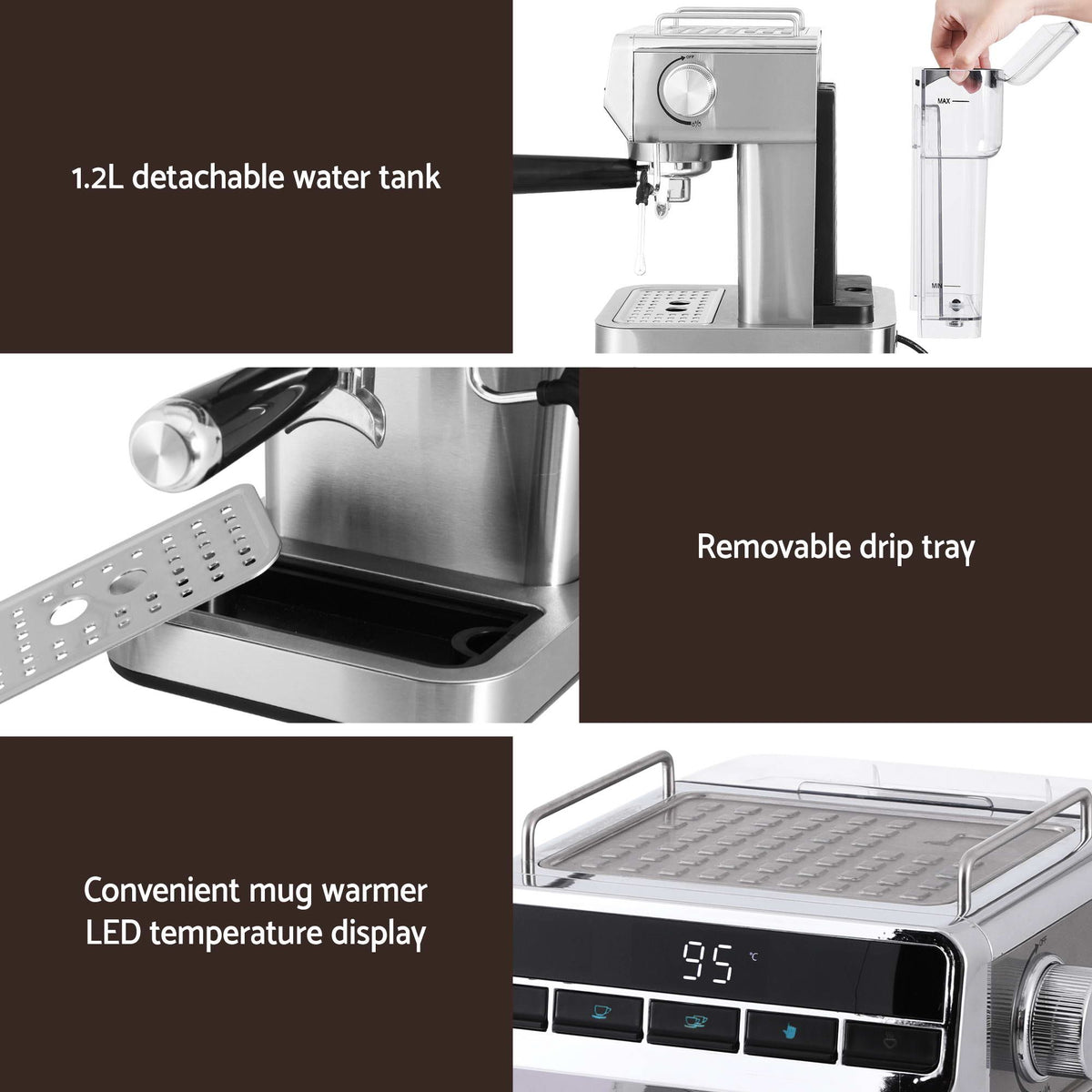 Devanti K7 Red Cordless Stick Vacuum & Espresso Machine Bundle – LED Display