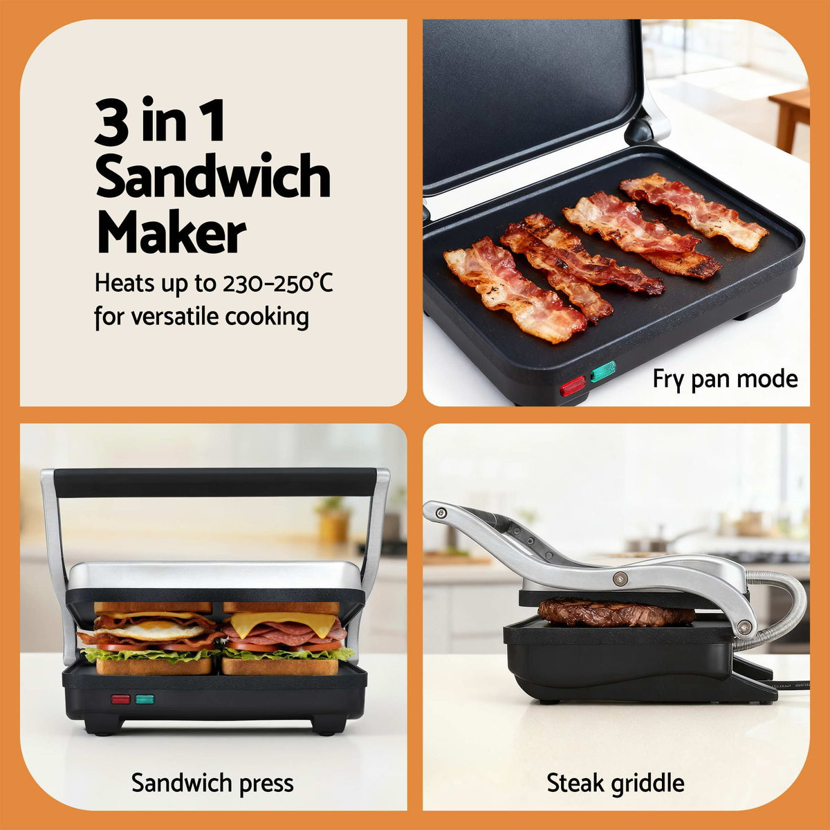 Devanti K7 Red Cordless Stick Vacuum & Sandwich Press Bundle