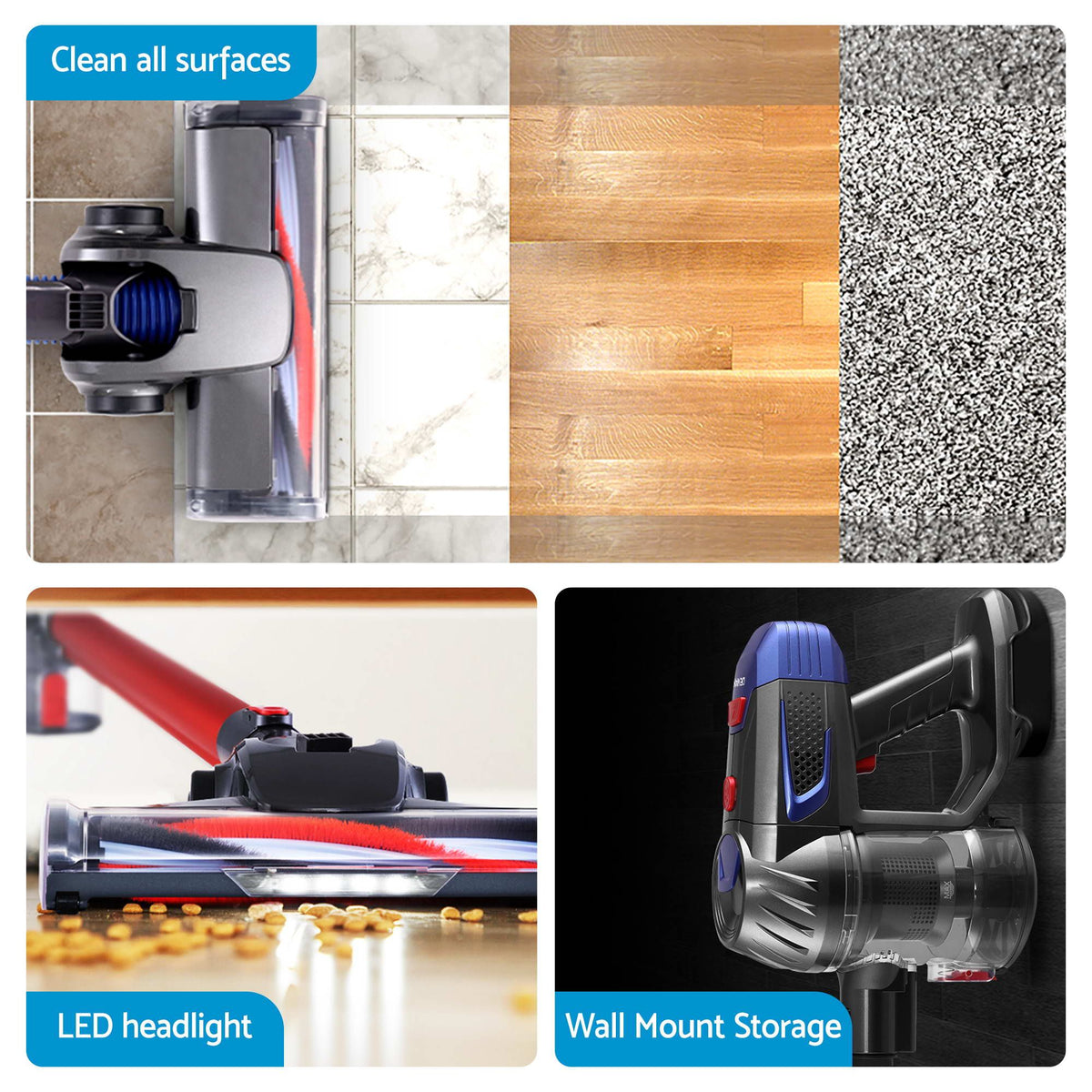 Devanti K7 Red Cordless Stick Vacuum & Sandwich Press Bundle