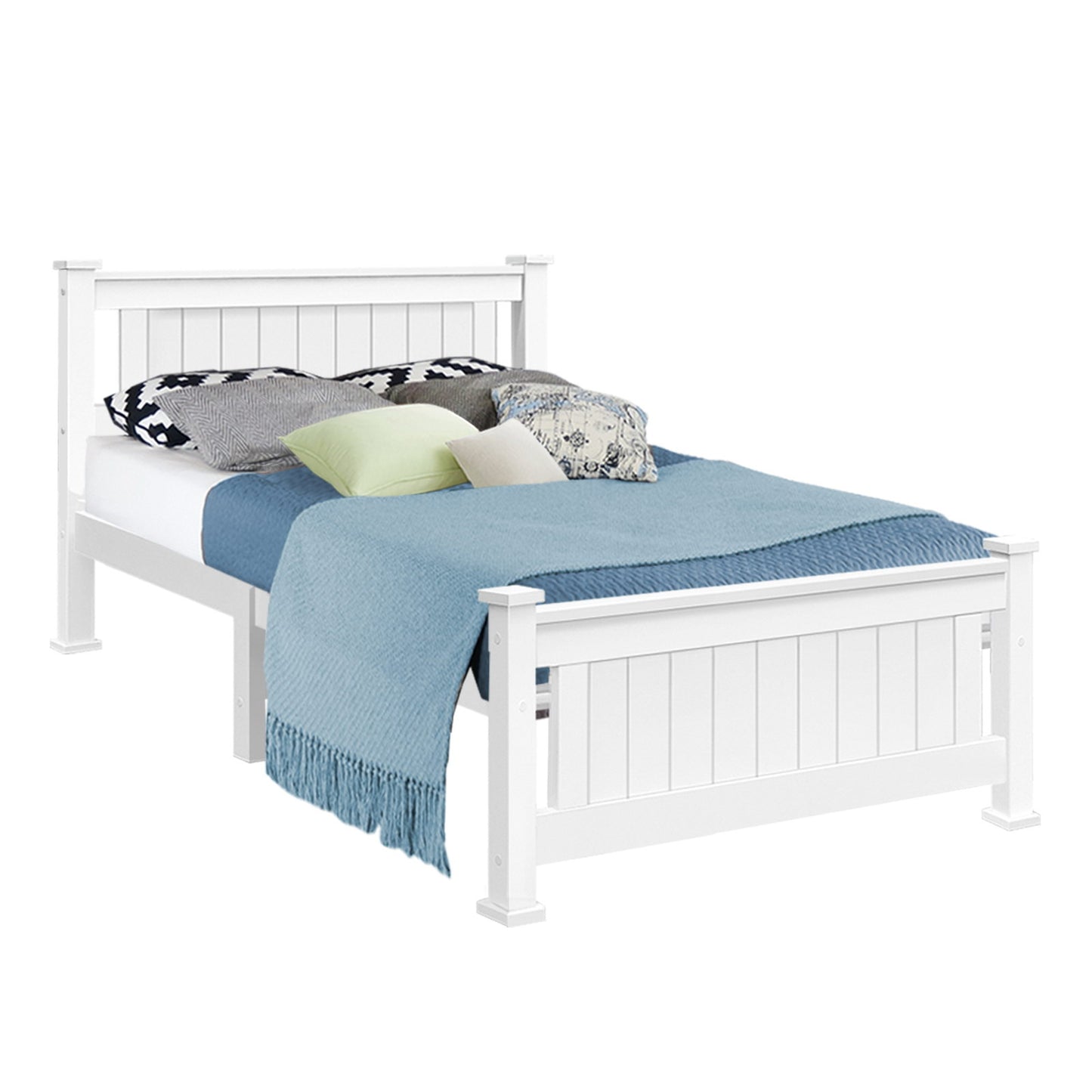TWSC Bed Frame King Single Size Wooden White RIO
