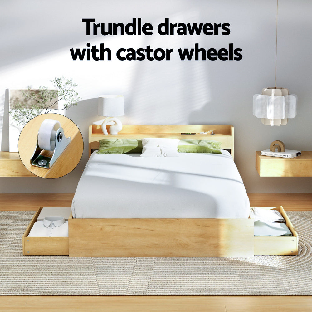 Aura Bed Frame – Queen Size with USB Charging Ports and Storage Drawers