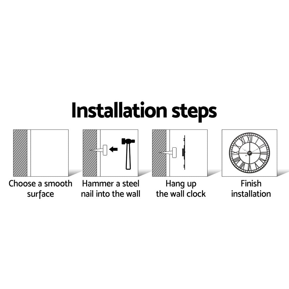 TWSC Wall Clock Large Roman Numerals Metal