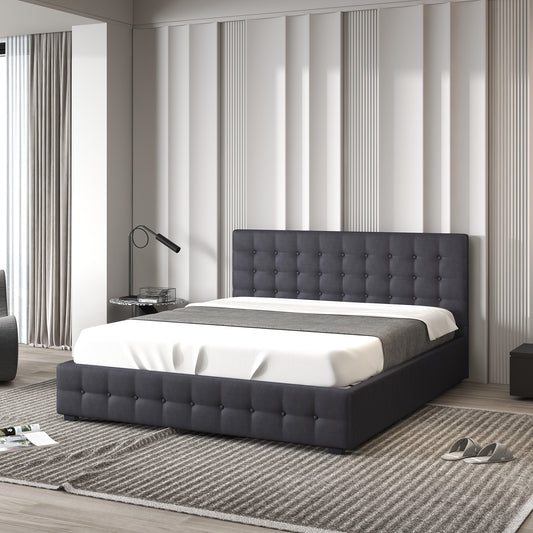 Milano Decor Eden Gas Lift Bed - Dark Grey - Single-1951134897183789057