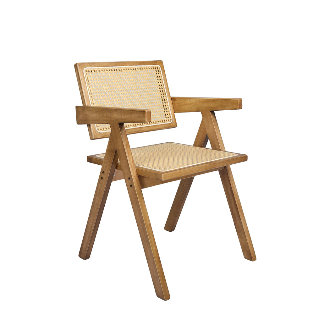 Levede 1x Dining Chair Solid Wood Rattan Natural-2065254615884107776
