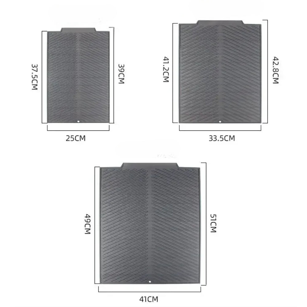 Silicone Drain Pad - Non-Slip Drying Mat for Kitchenware, Gray