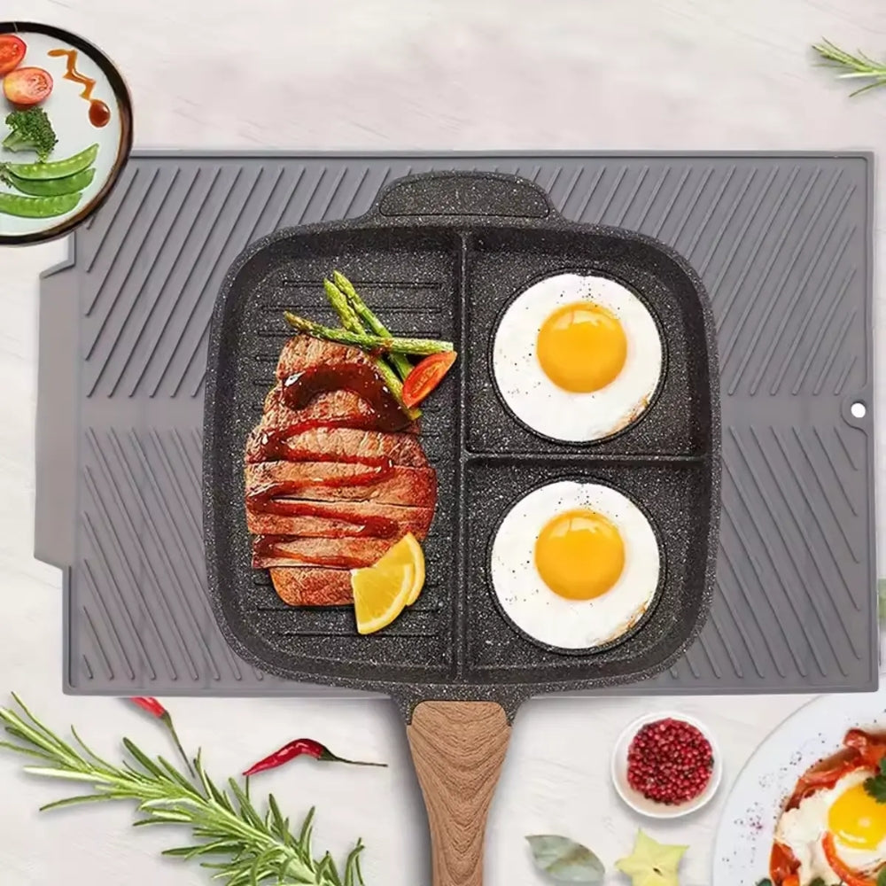 Silicone Drain Pad - Non-Slip Drying Mat for Kitchenware, Gray