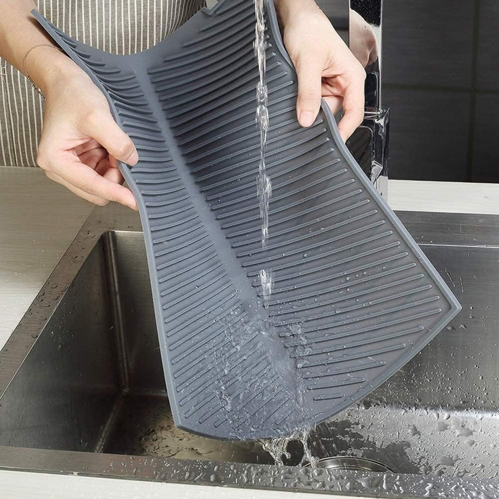 Silicone Drain Pad - Non-Slip Drying Mat for Kitchenware, Gray