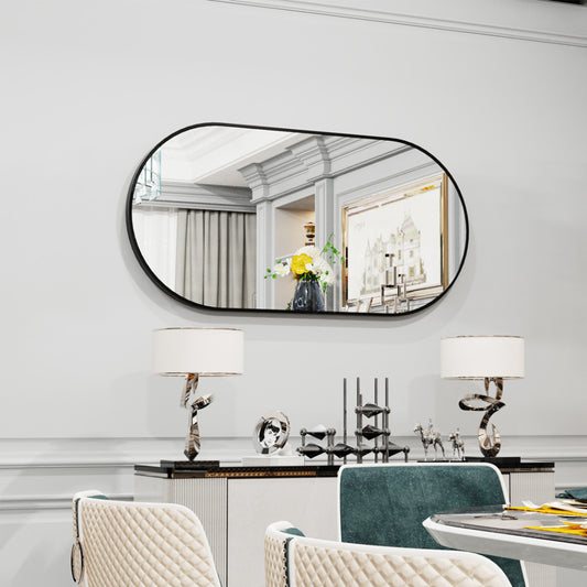 Stunning Oval Black Metal Wall Mirror