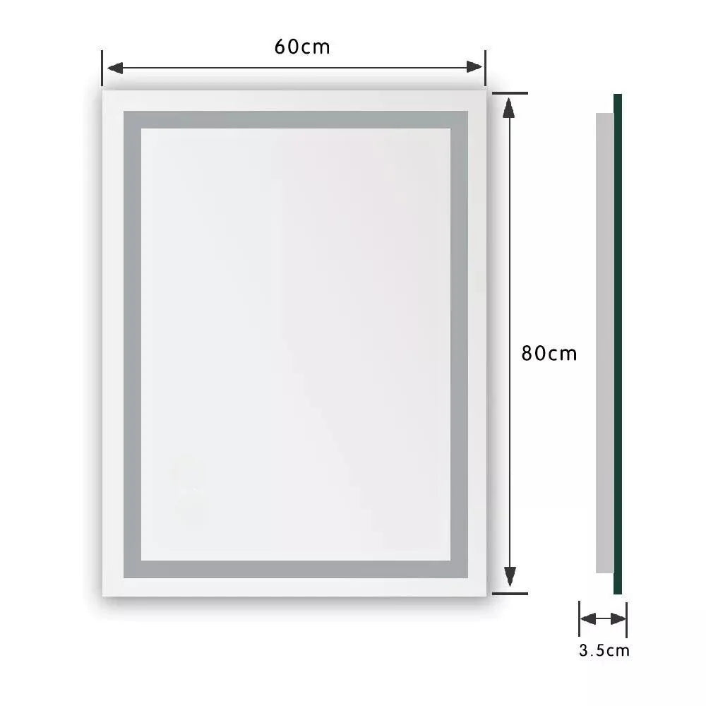 Smart LED Bathroom Mirror - Dimmable, Defog, Waterproof, Silver Aluminum
