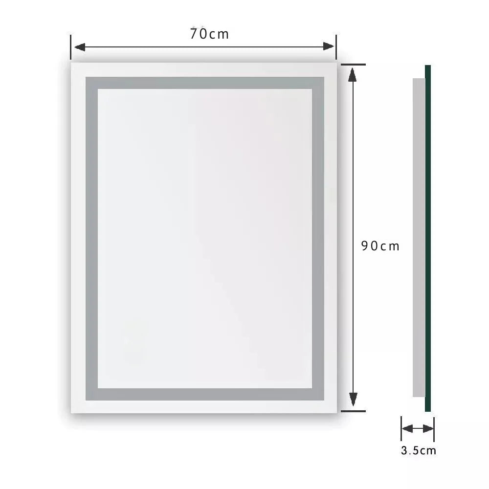 Smart LED Bathroom Mirror - Dimmable, Defog, Waterproof, Silver Aluminum