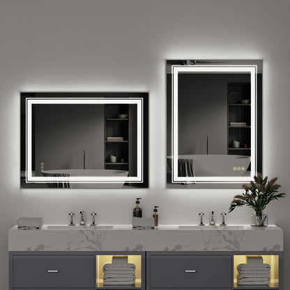 Crystal Clear Smart LED Dimmable Bathroom Mirror - Dual Lights, Defog & Waterproof
