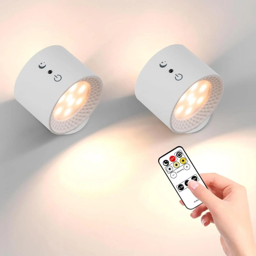 Led Double Head Wall Lamp Touch Control Remote Portable Night Light