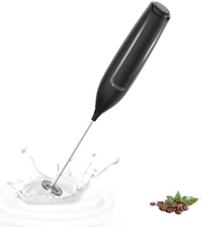 Black Battery-Powered Frother and Whisk with Stand