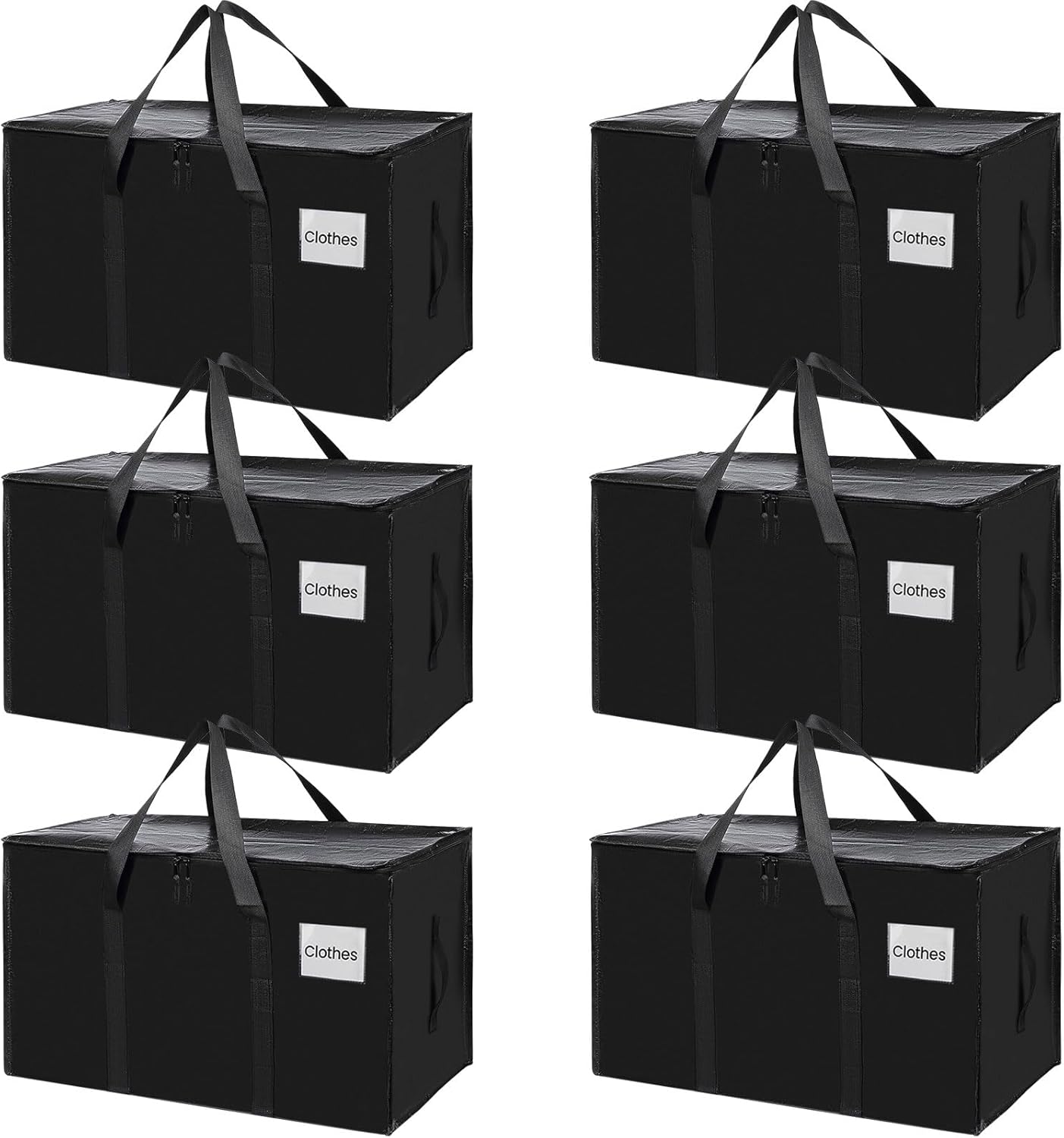 CARLA HOME 6-Pack Large Moving Storage Bags with Zippers & Handles with 95 Liters Capacity for Space Saving, Travel, Camping & Organization (Black)-2050057505488375808