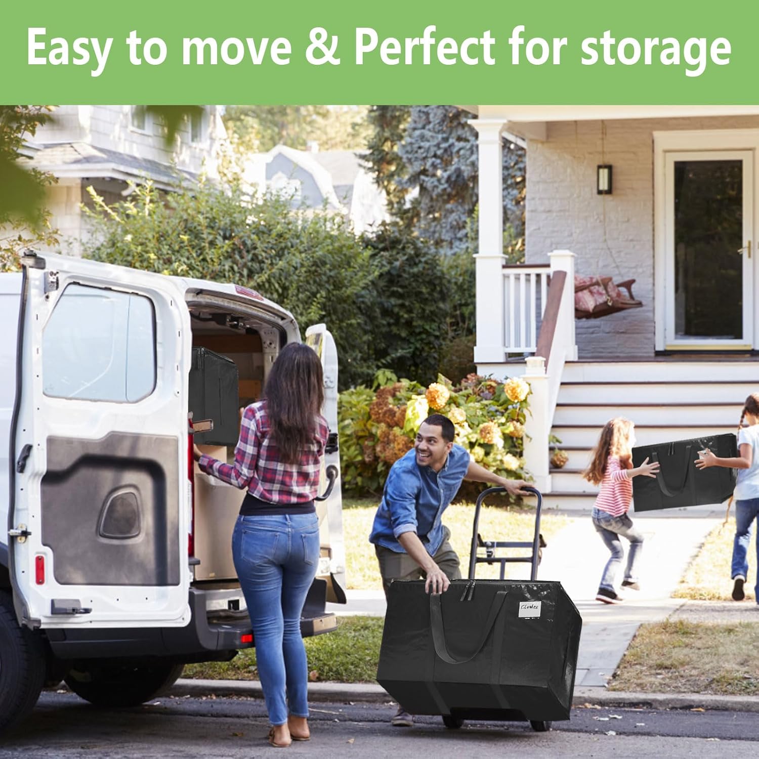 CARLA HOME 6-Pack Large Moving Storage Bags with Zippers & Handles with 95 Liters Capacity for Space Saving, Travel, Camping & Organization (Black)-2050057505488375813