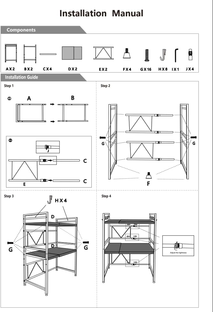CARLA HOME 3-Tier Microwave Oven Rack with Adjustable Metal Kitchen Shelf Stand for Countertop Storage and 6 Hooks for Utensils-2050057511133909001