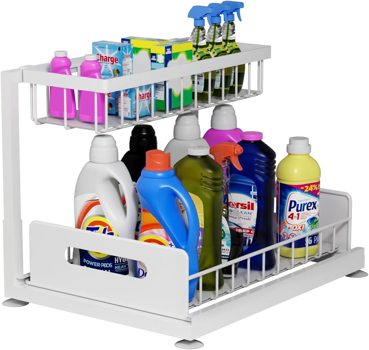 CARLA HOME 2 pack Under Sink Organiser with Sliding Drawers & 2 tier for Kitchen & Bathroom-2050057511779831817