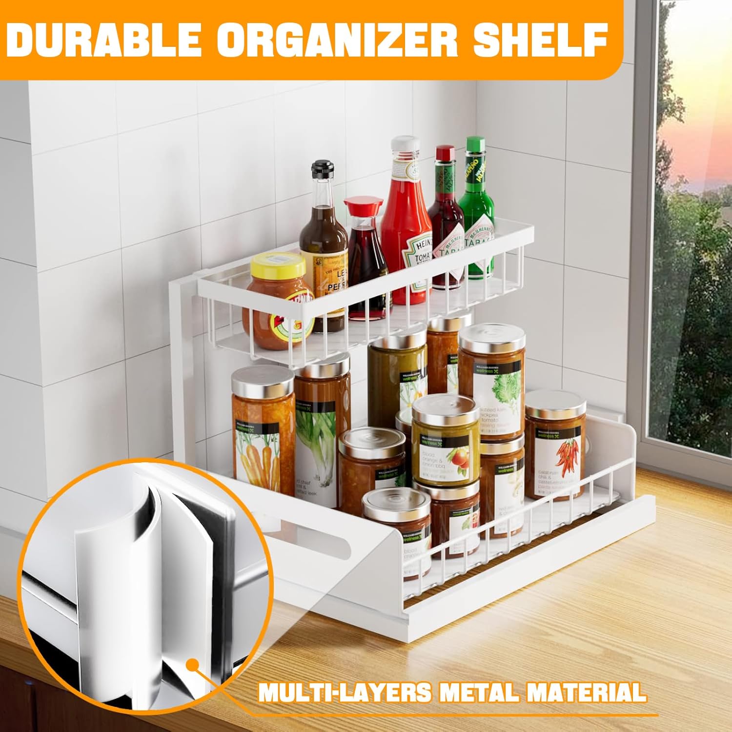 CARLA HOME 2 pack Under Sink Organiser with Sliding Drawers & 2 tier for Kitchen & Bathroom-2050057511779831810