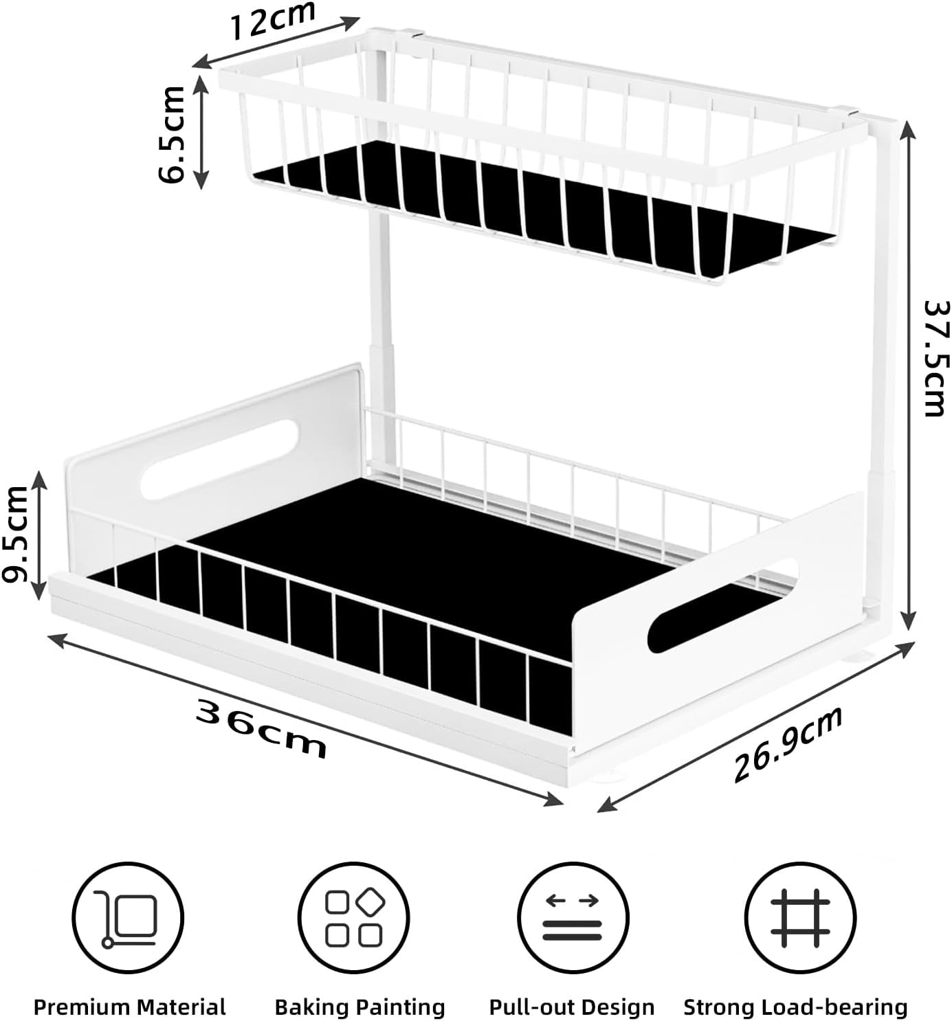 CARLA HOME 2 pack Under Sink Organiser with Sliding Drawers & 2 tier for Kitchen & Bathroom-2050057511779831814