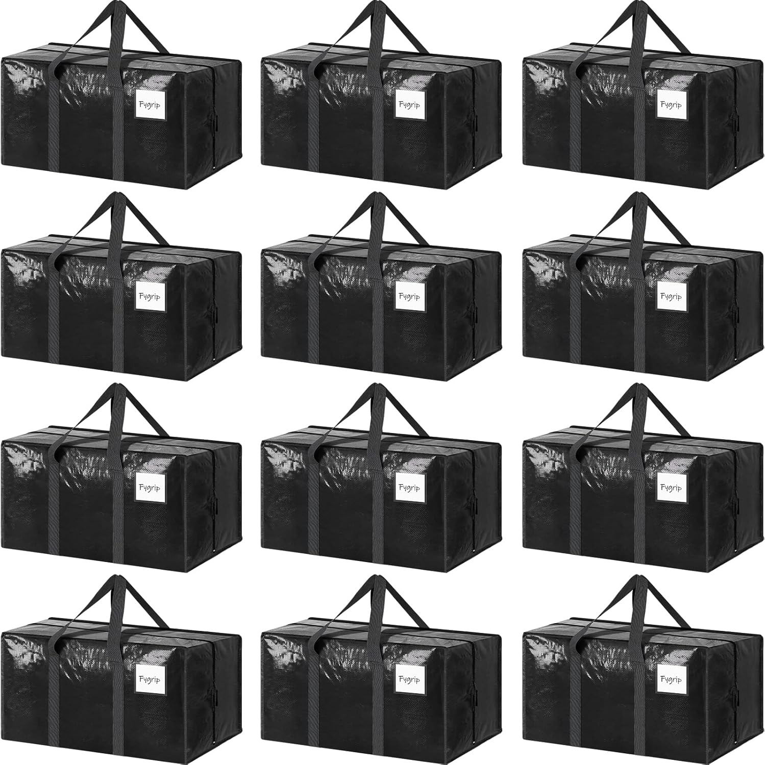 CARLA HOME 12-Pack Large Moving Storage Bags with Zippers & Handles with 95 Liters Capacity for Space Saving, Travel, Camping & Organization (Black)-2050057512266371072