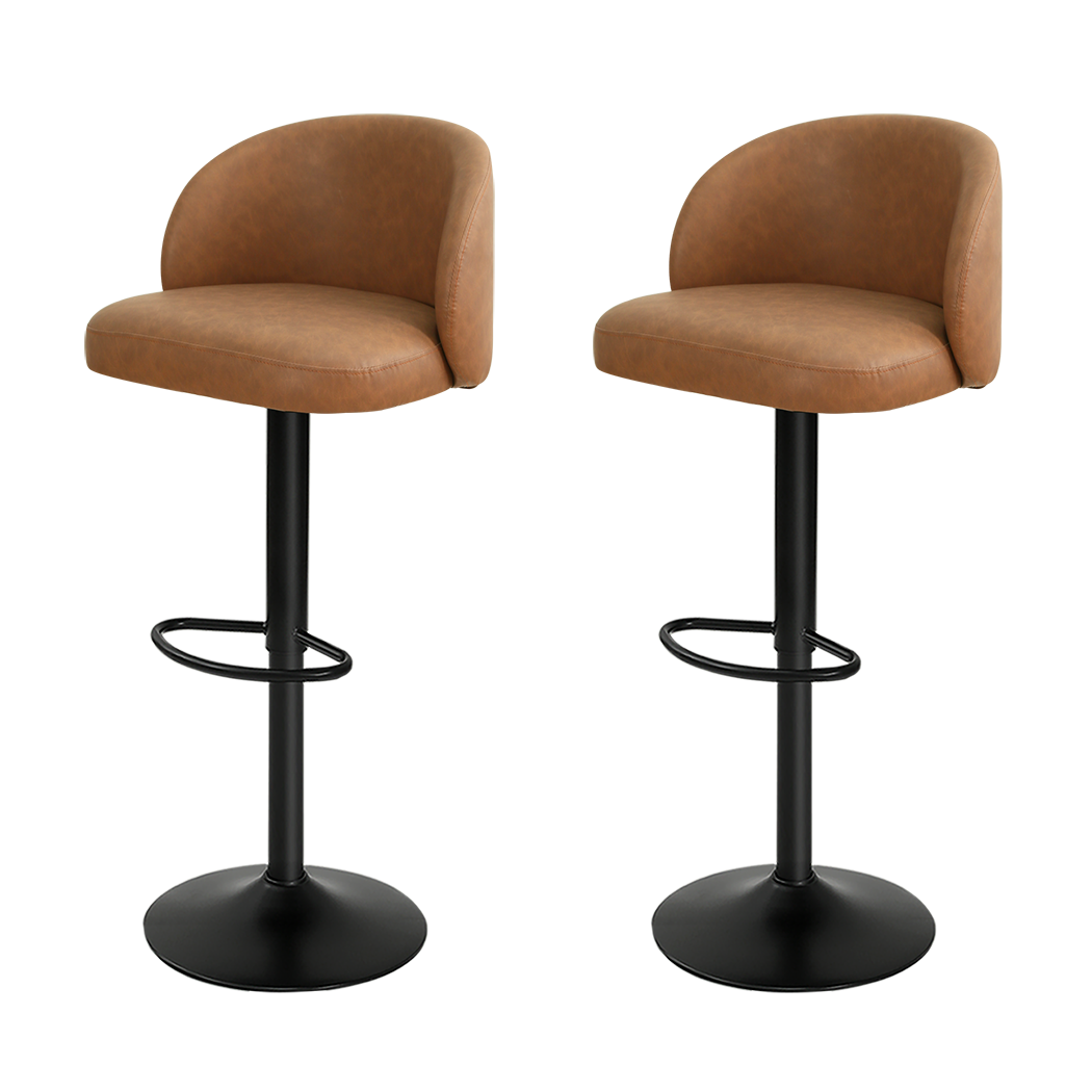 Levede 4x Bar Stool Swivel Gas Lift PU Leather Brown-2065254252045013000