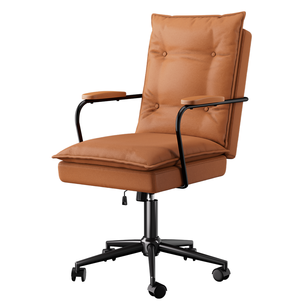 LEVEDE Ergonomic Office Chair Computer PU Brown-1919278357695041544