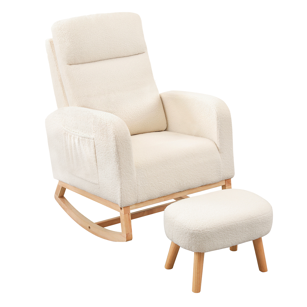 Levede Rocking Chair Ottoman Footrest With Side Pocket-2065254225570566152