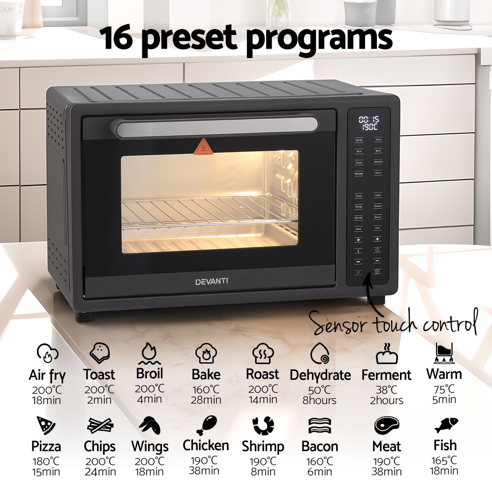 Devanti Air Fryer – 32L Capacity, Touch LCD, 1700W