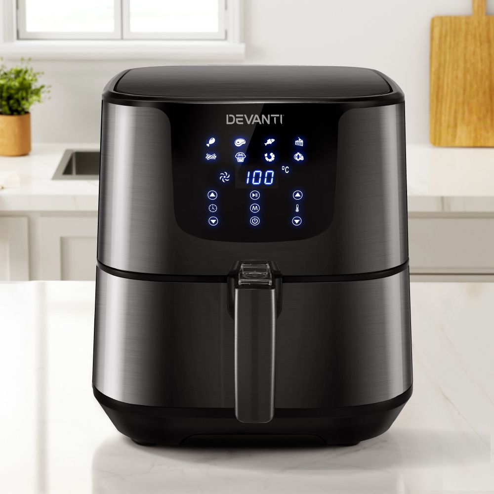 Devanti Air Fryer – 7L Capacity, LCD Touch Control, Black
